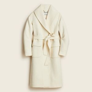 Jcrew XS parchment collection wrap coat in Italian wool herringbone